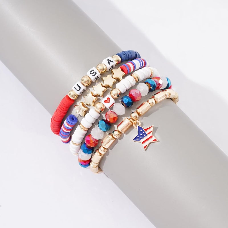 Aigrnc Boho Beaded Stretch Bracelets For Women Stackable Crystal Gold Plated Beaded Bracelets Set Trendy Handmade Friendship Braeclet Jewelry Gifts - Image 3